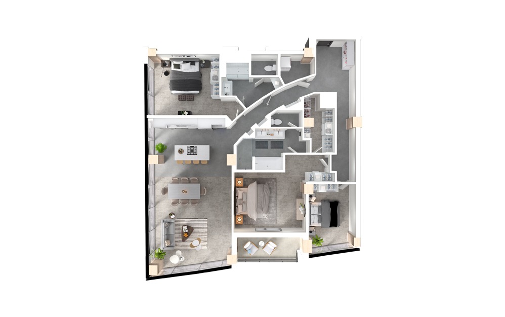 Spruce - 3 bedroom floorplan layout with 2 baths and 1999 square feet.